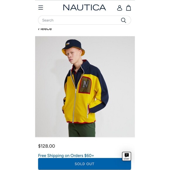 Nautica Lil Yachty Collab Sailing Team Full Zip Yellow Blue Large Fleece Jacket - Picture 1 of 6
